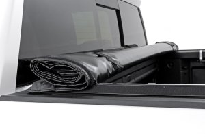GMC Sierra 1500 Soft Roll Up Bed Cover - Rough Country - Rough Country, Marine Grade Vinyl - Matte Black - '19-'24